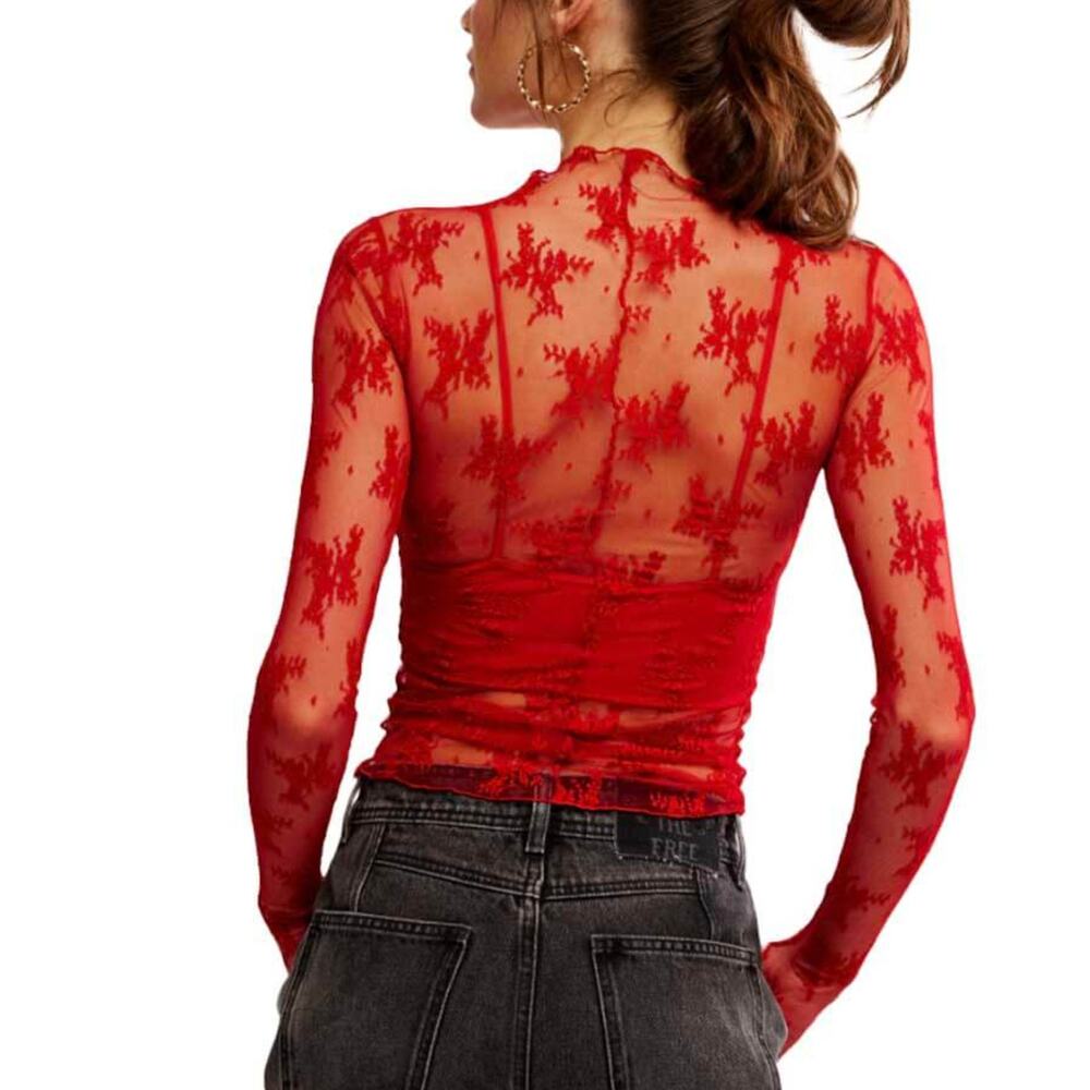 NWT Free People Lady Lux Layering Top | Flame Red | Size XS - Picture 2 of 5